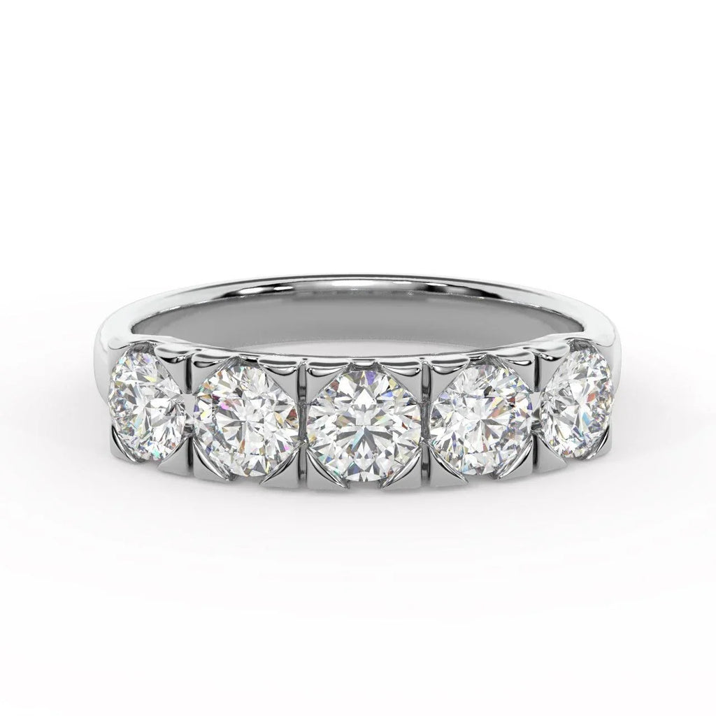 Classic 1.00Ct D/VVS Round Diamond Anniversary Ring, UK Hallmarked Gold