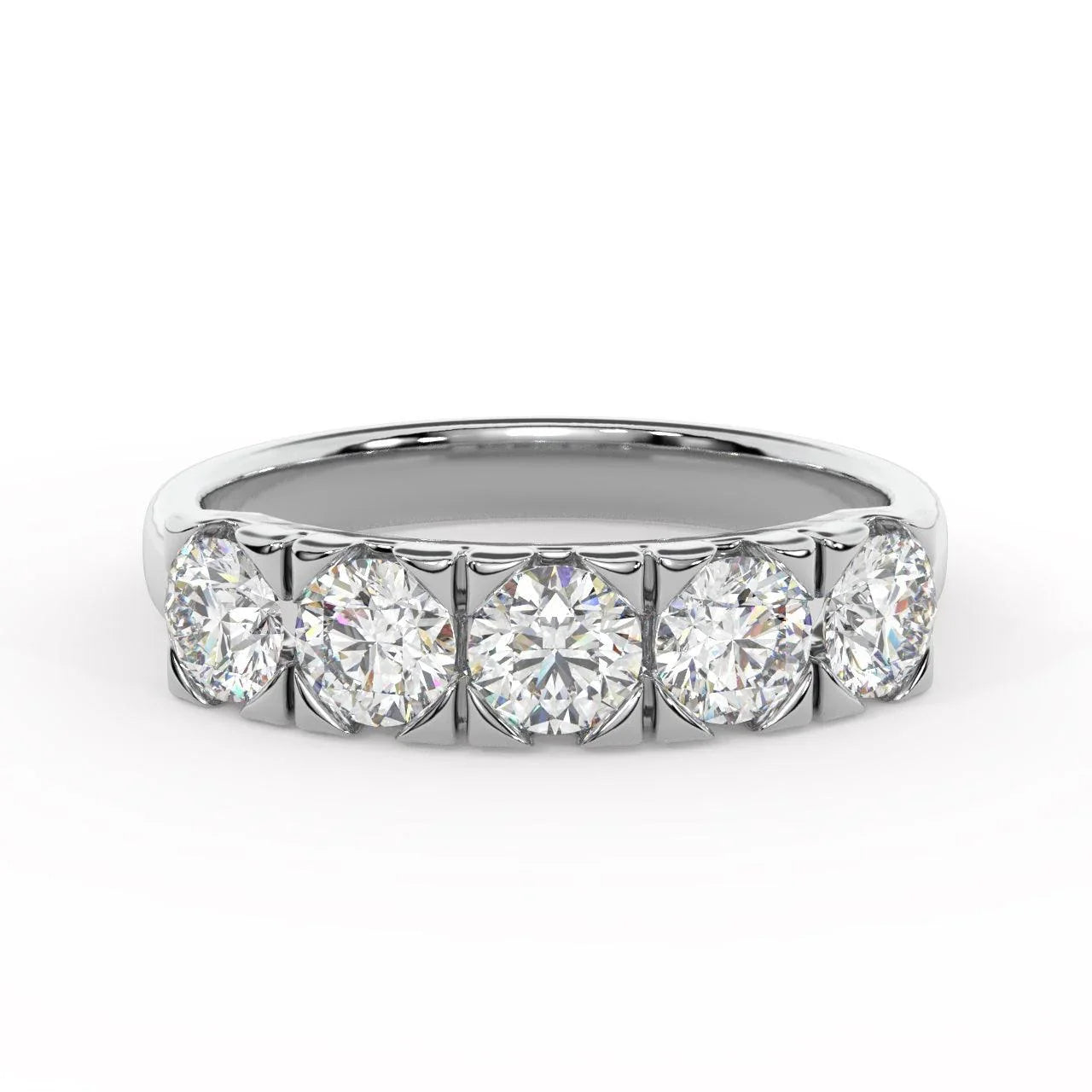 Classic 1.00Ct D/VVS Round Diamond Anniversary Ring, UK Hallmarked Gold