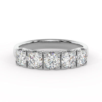 Classic 1.00Ct D/VVS Round Diamond Anniversary Ring, UK Hallmarked Gold