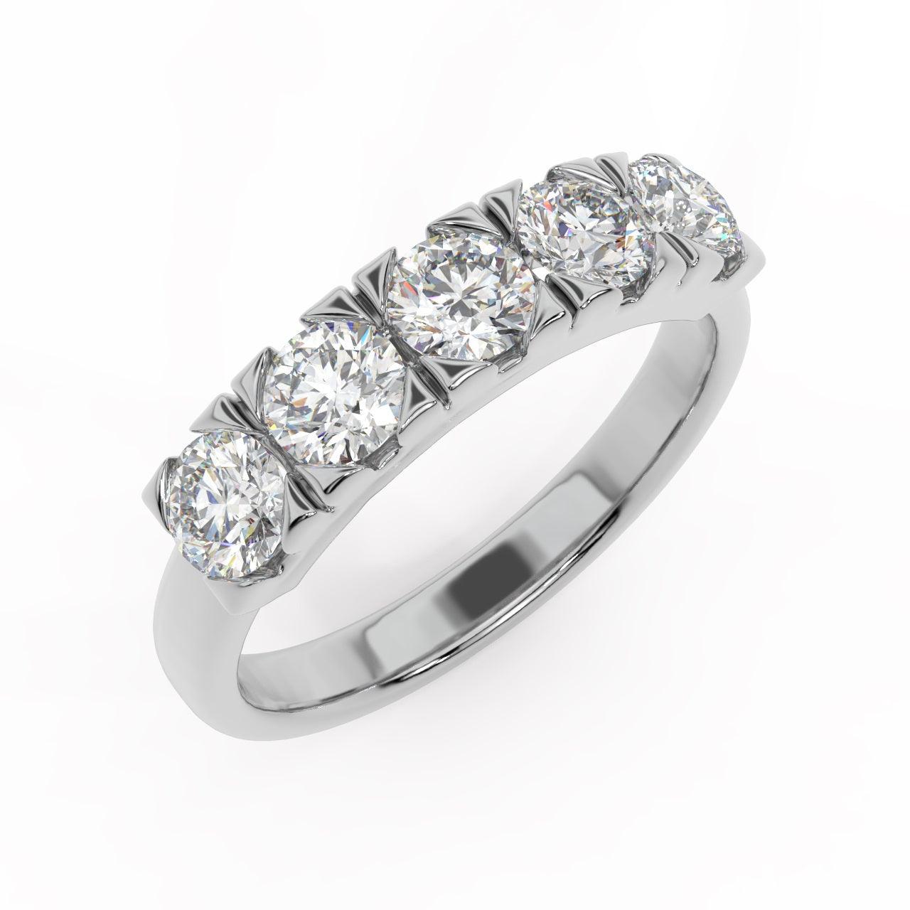 Classic 1.00Ct D/VVS Round Diamond Anniversary Ring, UK Hallmarked Gold