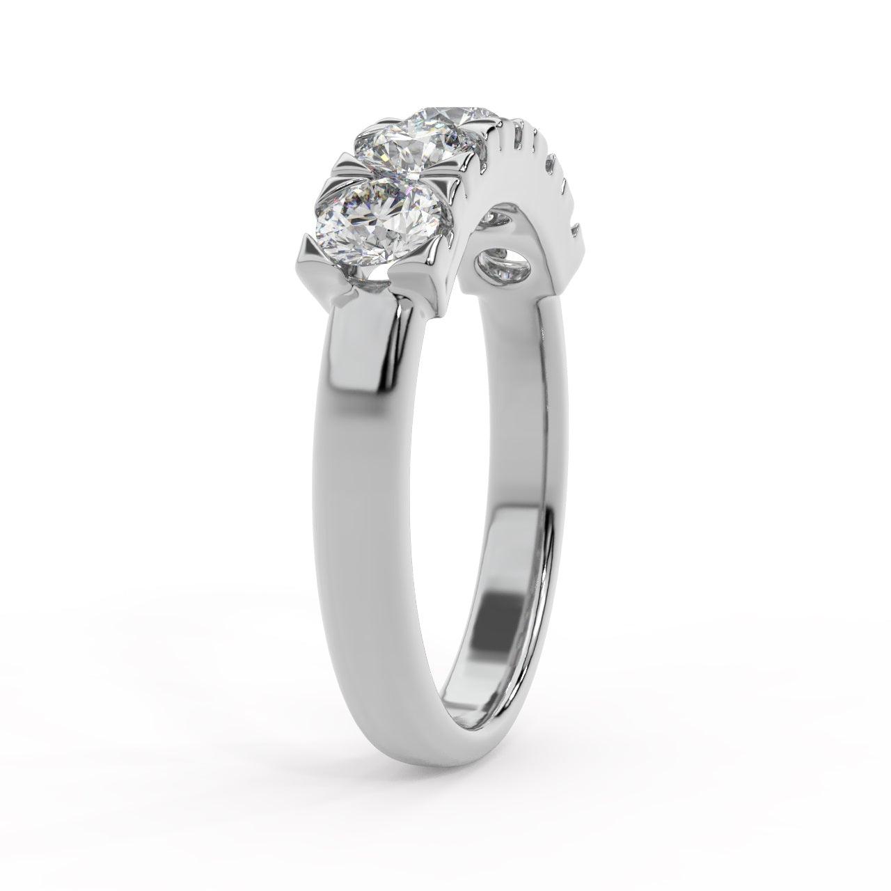 Classic 1.00Ct D/VVS Round Diamond Anniversary Ring, UK Hallmarked Gold