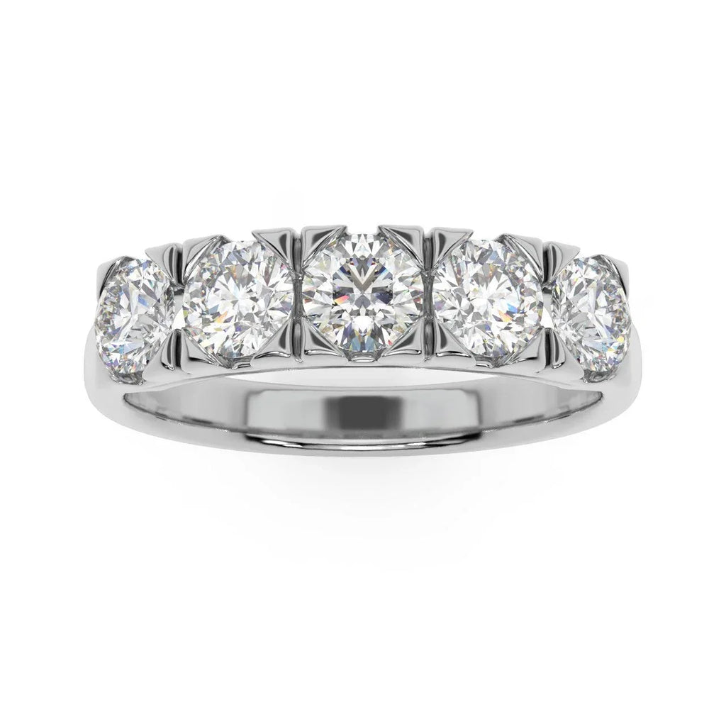 Classic 1.00Ct D/VVS Round Diamond Anniversary Ring, UK Hallmarked Gold