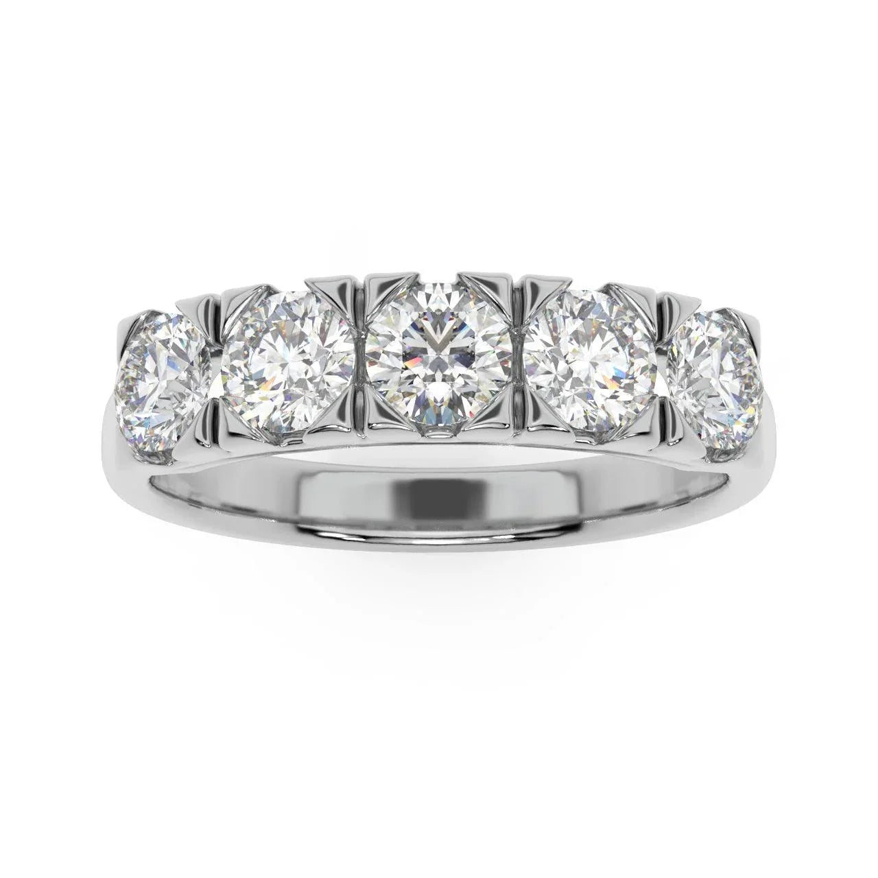 Classic 1.00Ct D/VVS Round Diamond Anniversary Ring, UK Hallmarked Gold