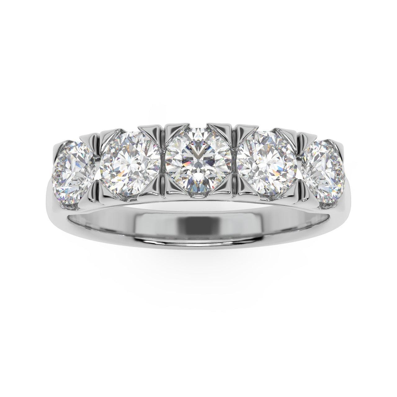 Classic 1.00Ct D/VVS Round Diamond Anniversary Ring, UK Hallmarked Gold