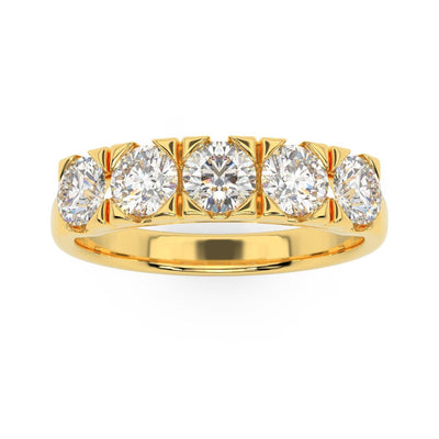 Classic 1.00Ct D/VVS Round Diamond Anniversary Ring, UK Hallmarked Gold