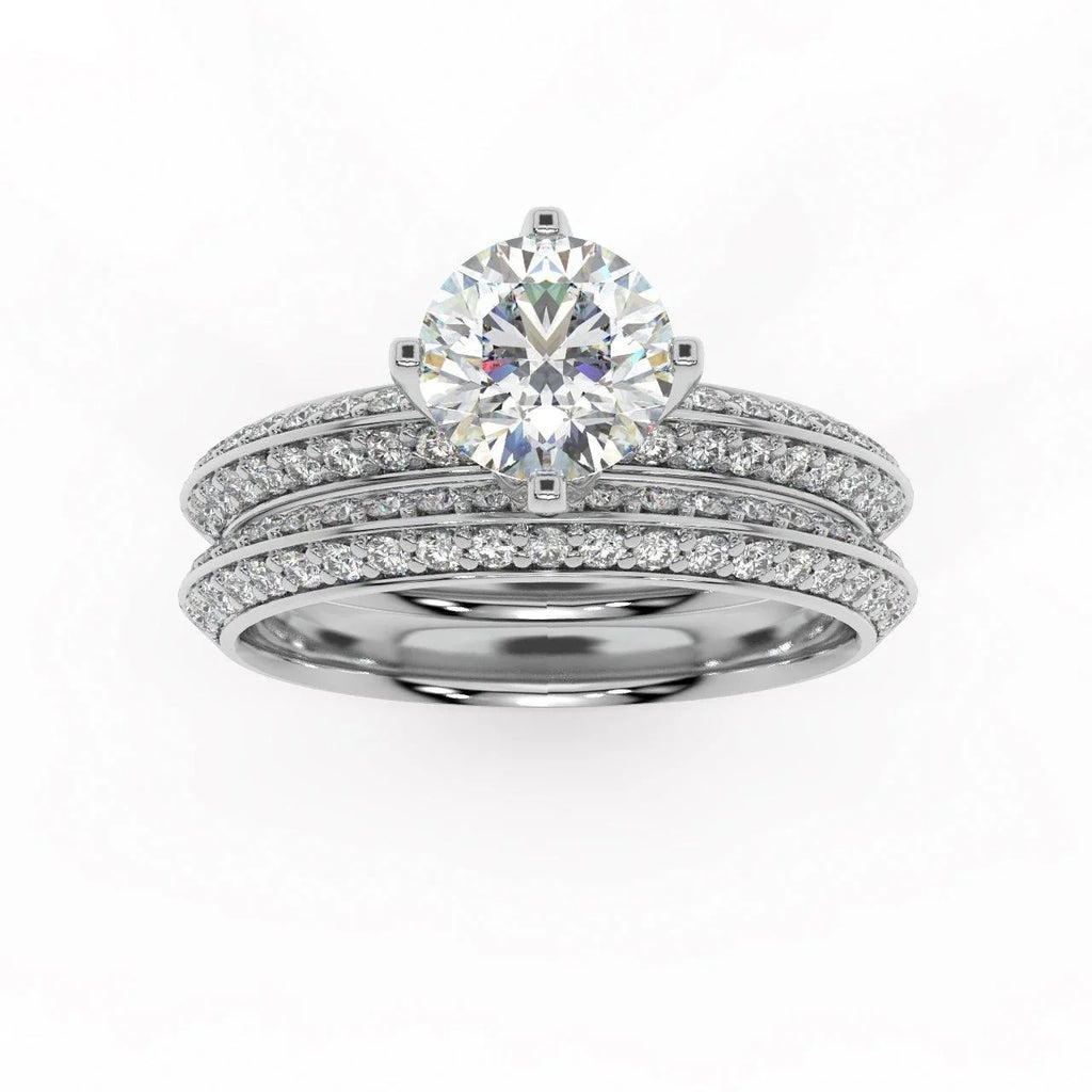 Round Diamond Knife Edge Bridal Set Engagement Ring