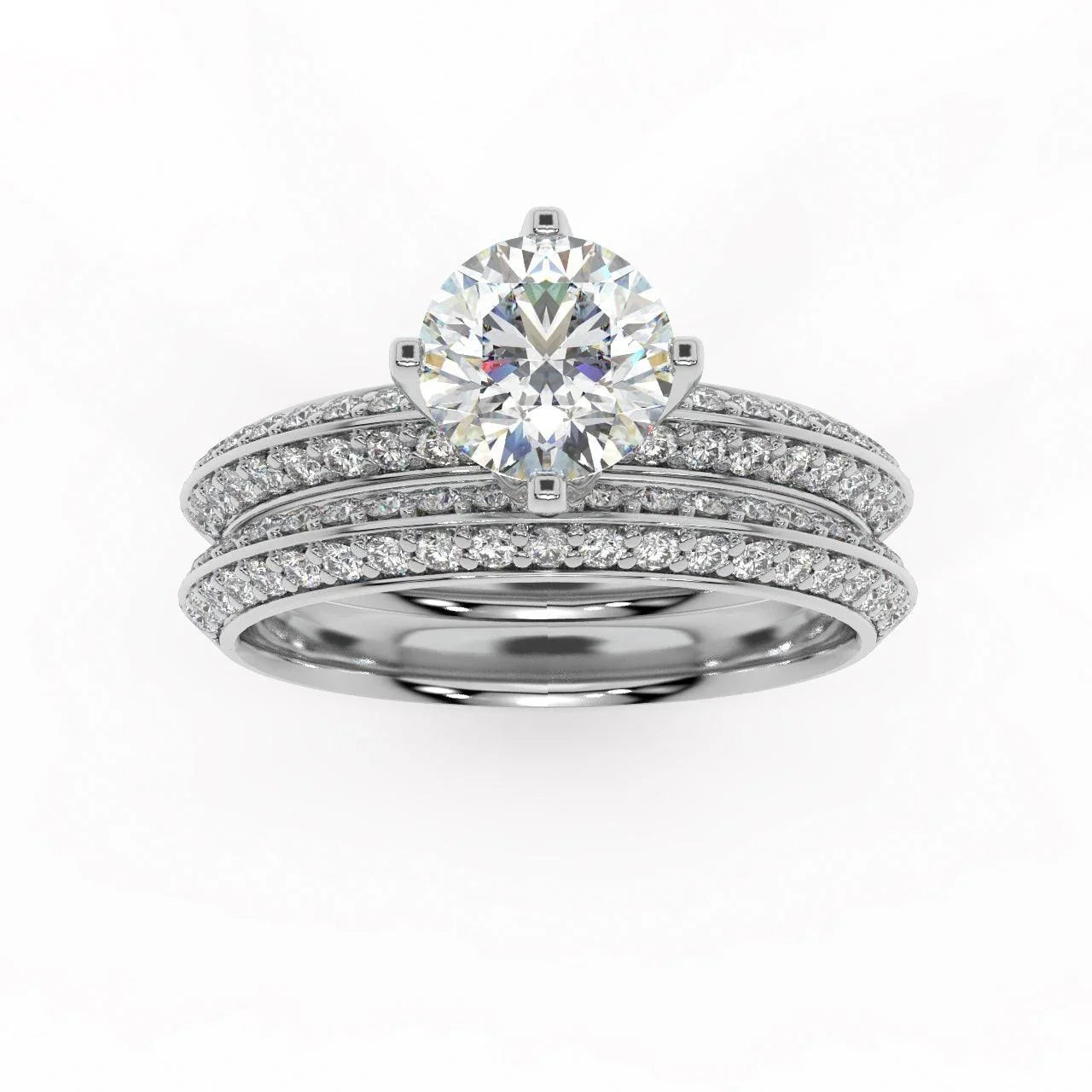 Round Diamond Knife Edge Bridal Set Engagement Ring
