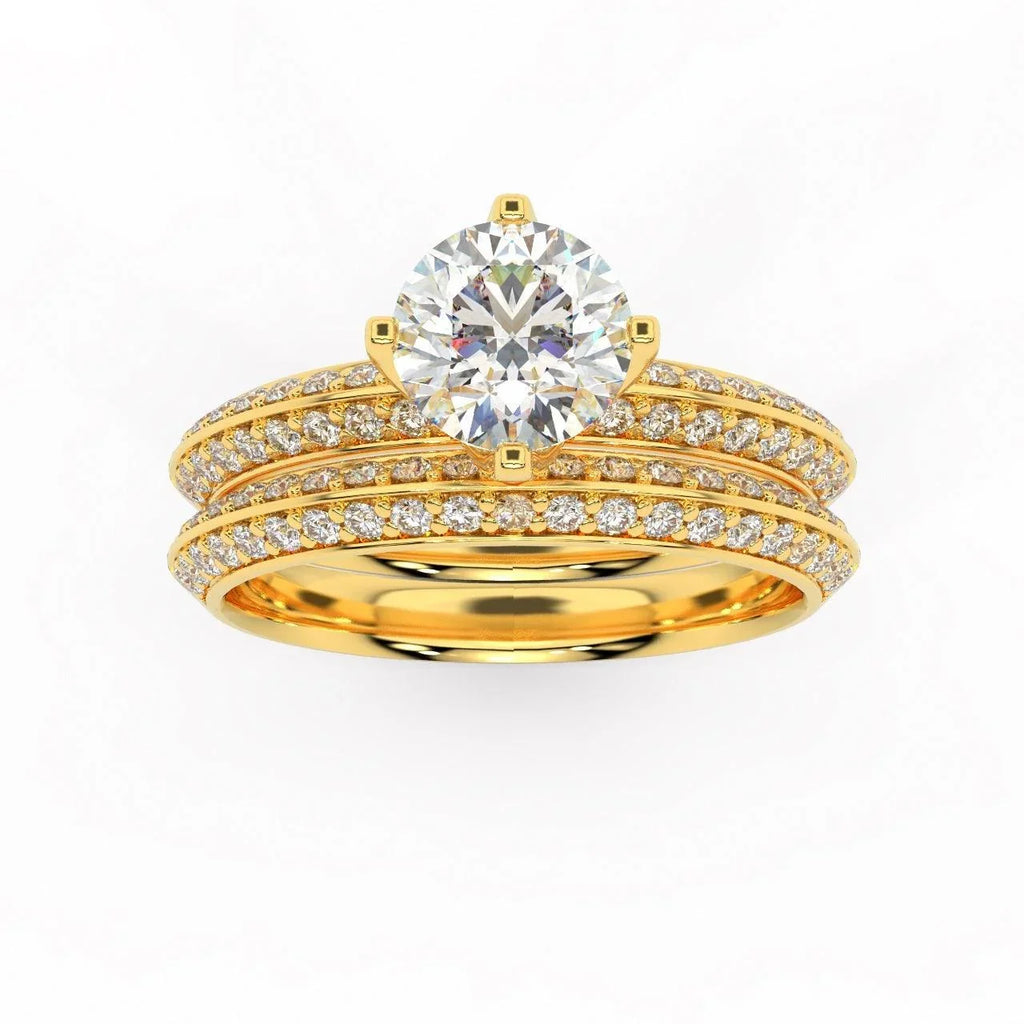 Round Diamond Knife Edge Bridal Set Engagement Ring