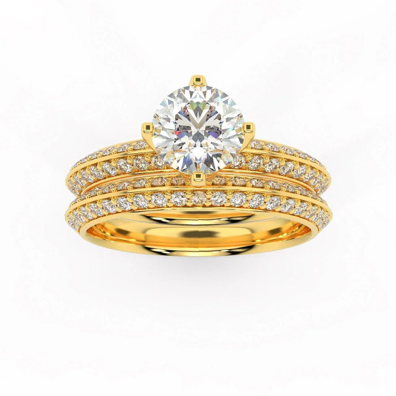 Round Diamond Knife Edge Bridal Set Engagement Ring