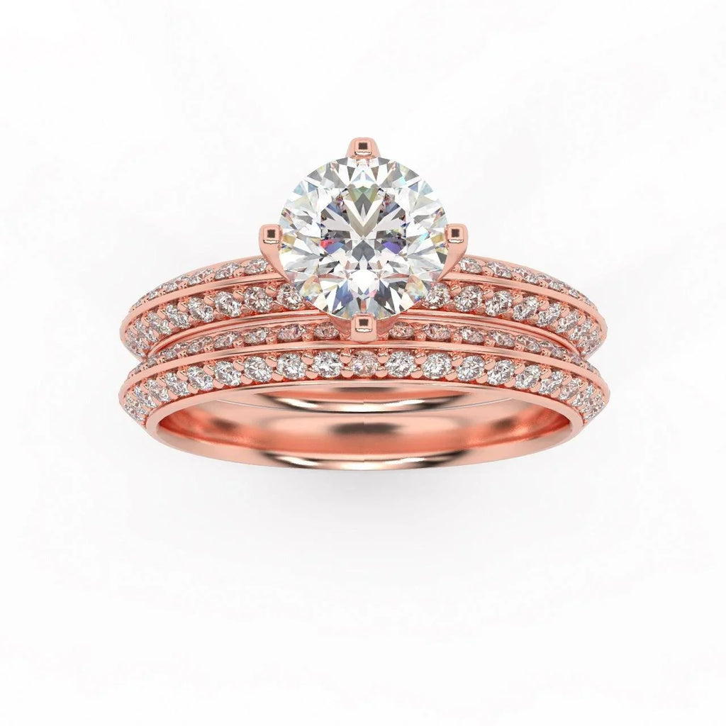 Round Diamond Knife Edge Bridal Set Engagement Ring