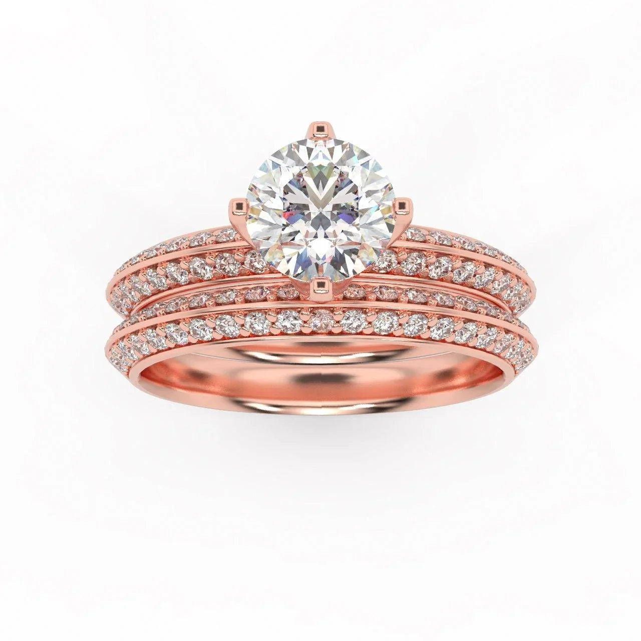 Round Diamond Knife Edge Bridal Set Engagement Ring