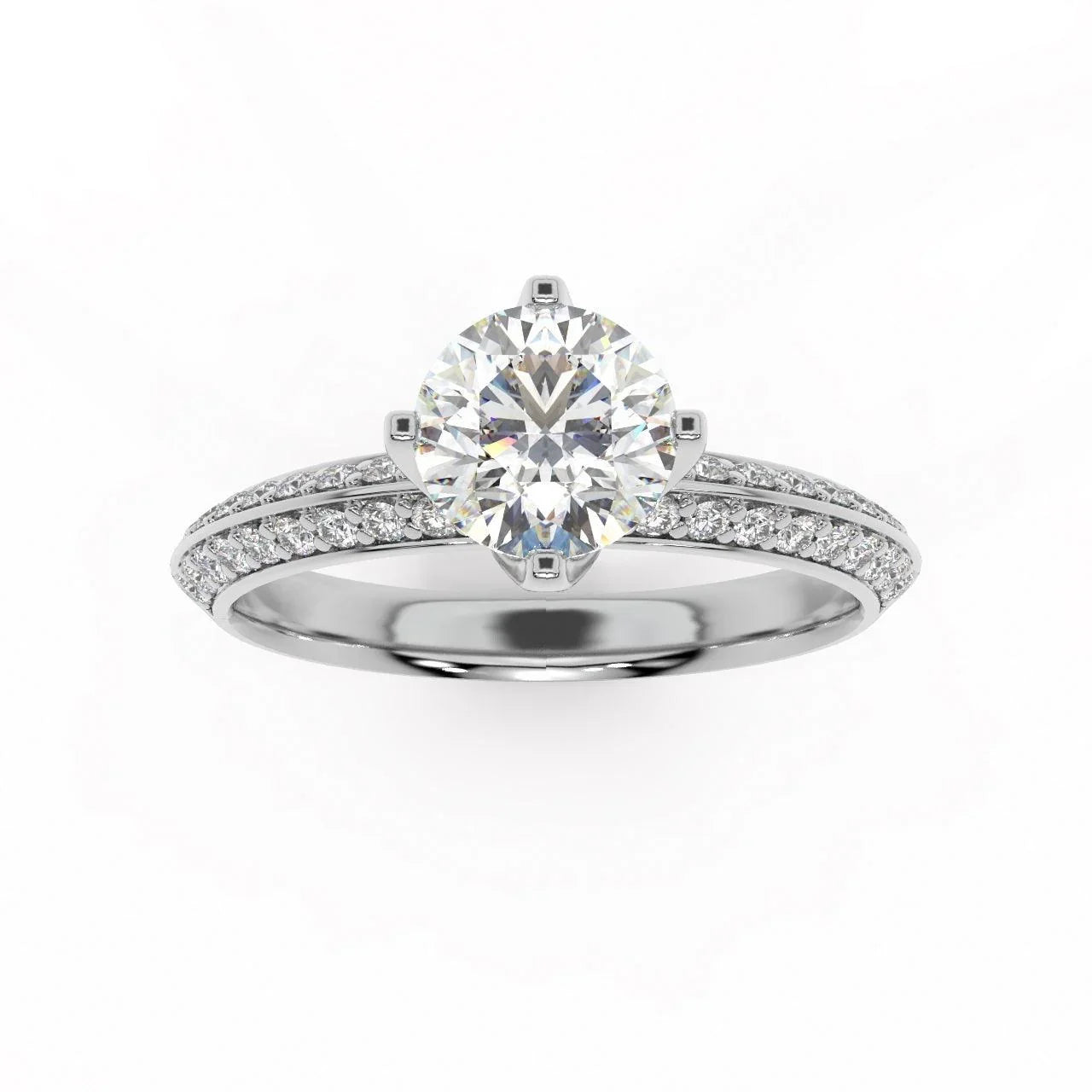 Round Diamond Knife Edge Engagement Ring