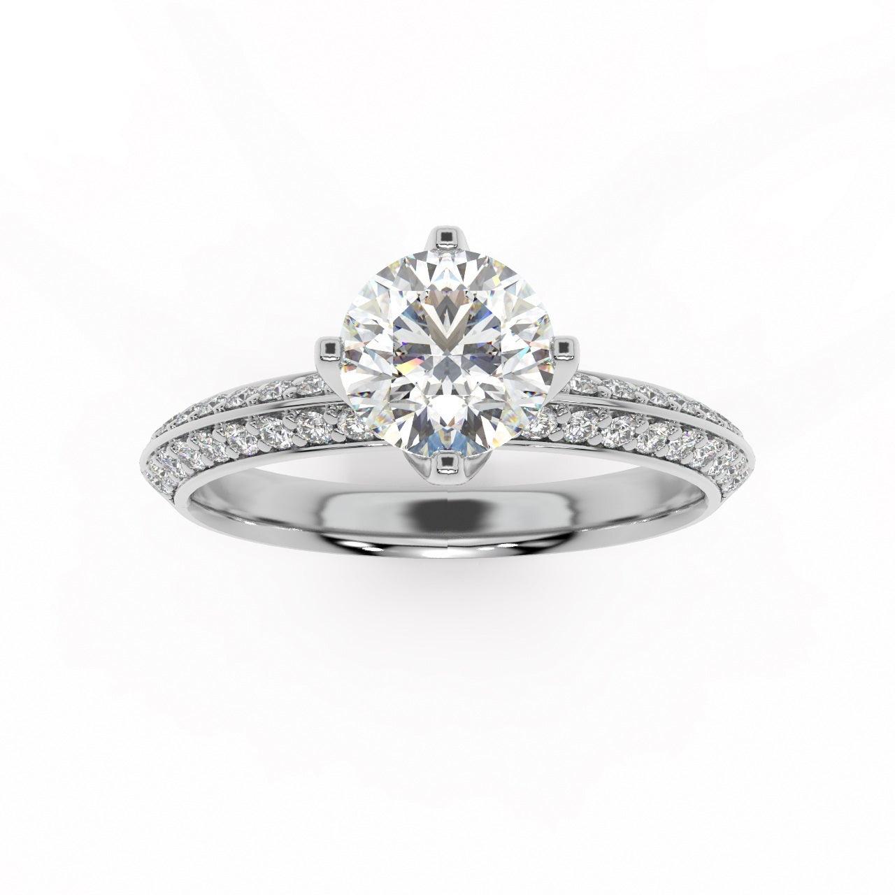 Round Diamond Knife Edge Engagement Ring