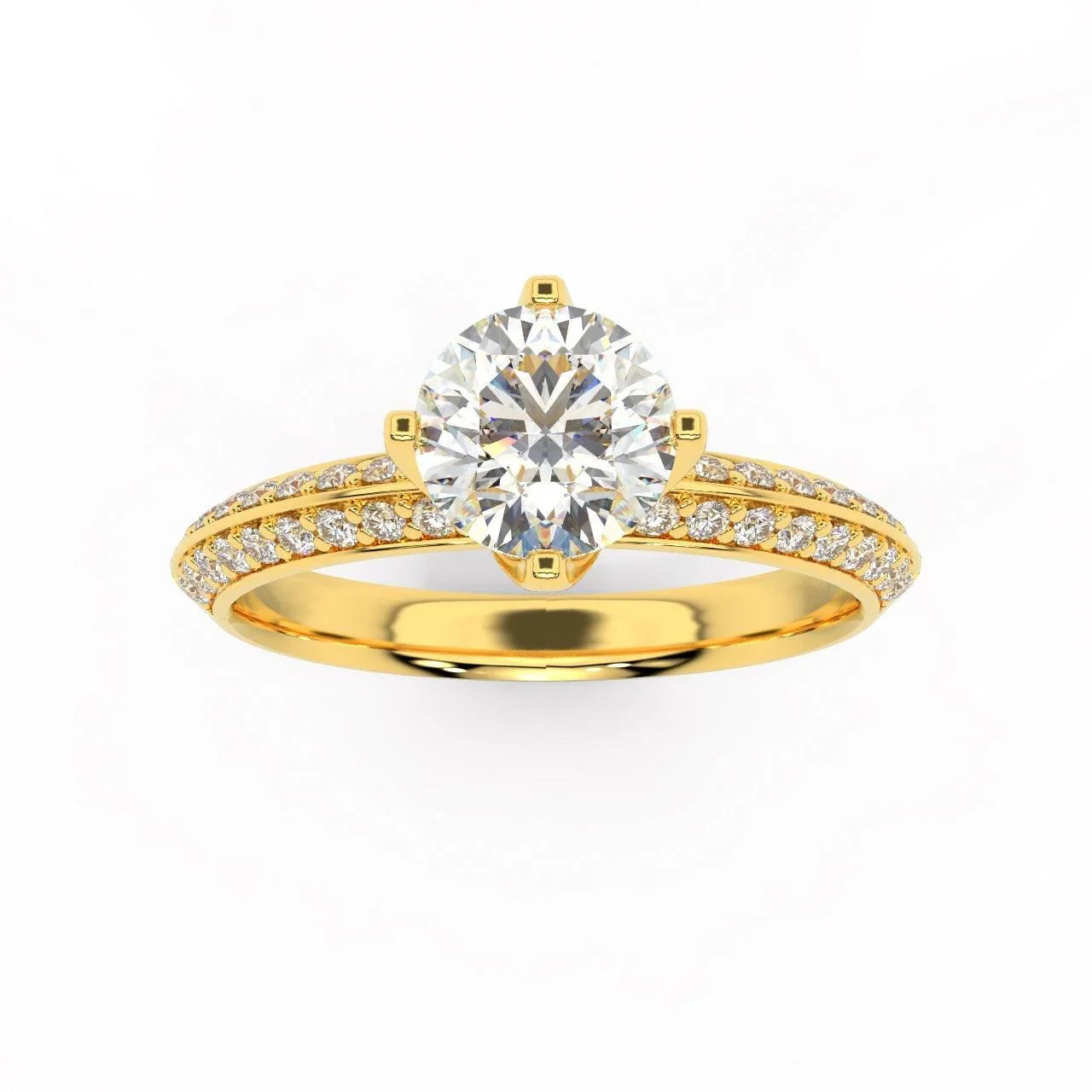 Round Diamond Knife Edge Engagement Ring