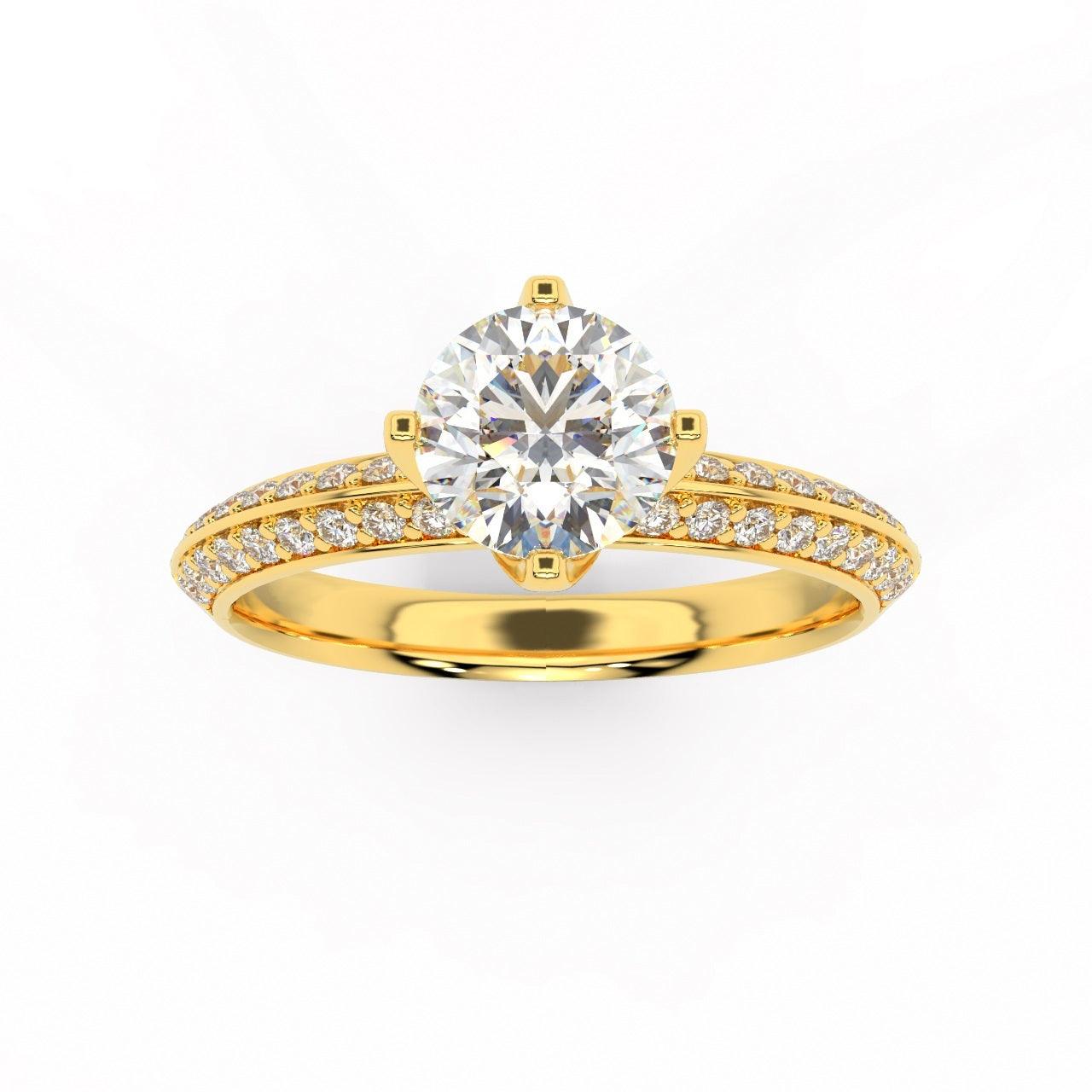 Round Diamond Knife Edge Engagement Ring