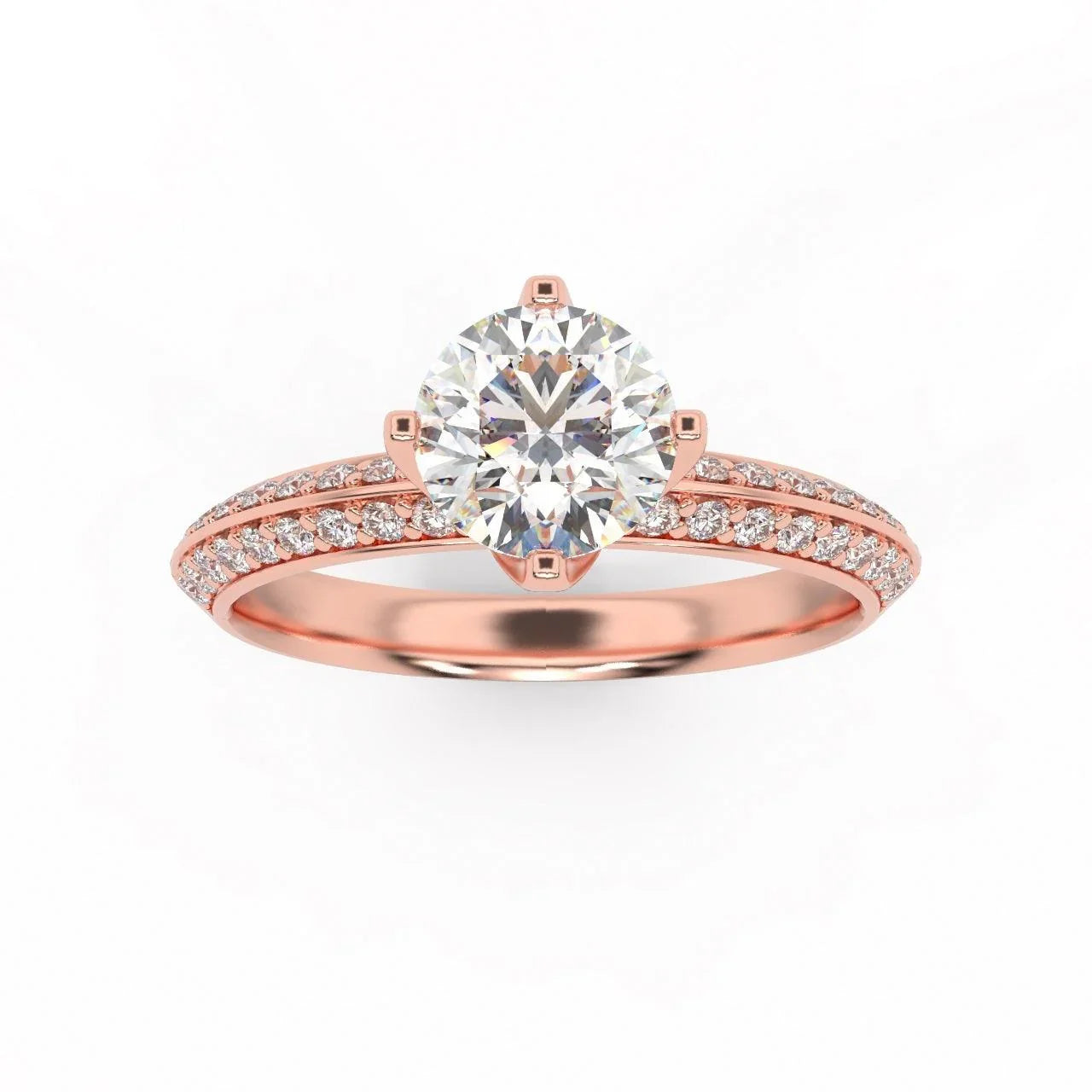 Round Diamond Knife Edge Engagement Ring