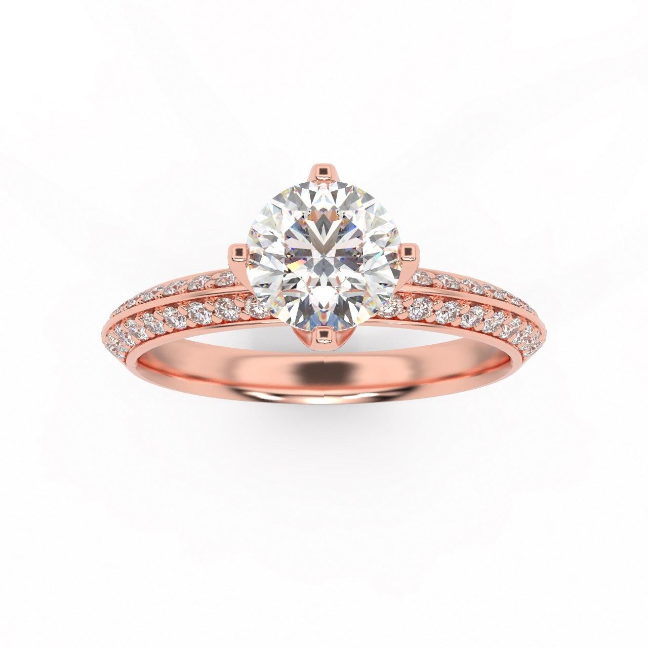 Round Diamond Knife Edge Engagement Ring