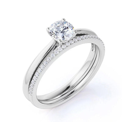 Lab Grown Diamond Bridal Set Engagement Ring for Womens - 1.00 Carat E/VS