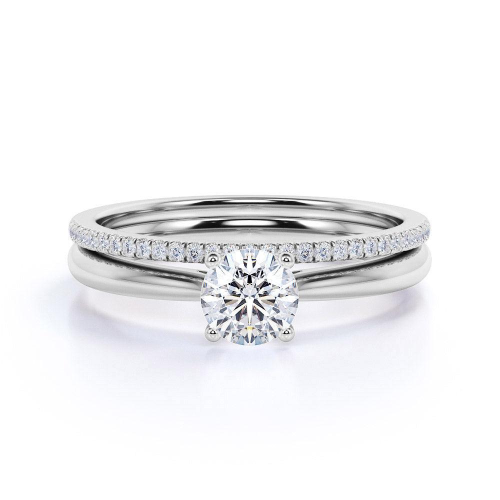 Lab Grown Diamond Bridal Set Engagement Ring for Womens - 1.00 Carat E/VS