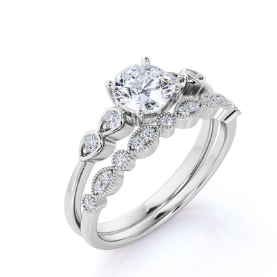 Lab Grown Diamond Bridal Set Engagement Ring for Womens - 1.00 Carat