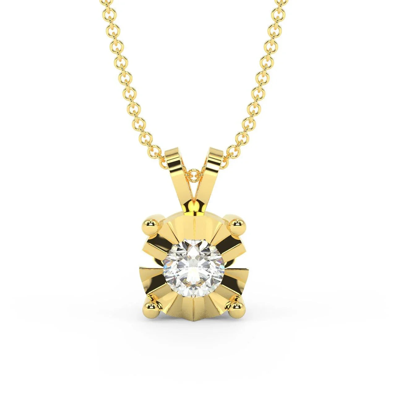 RRP £500..! 6mm Illusion Set Diamond Pendant, 9k White / Yellow Gold