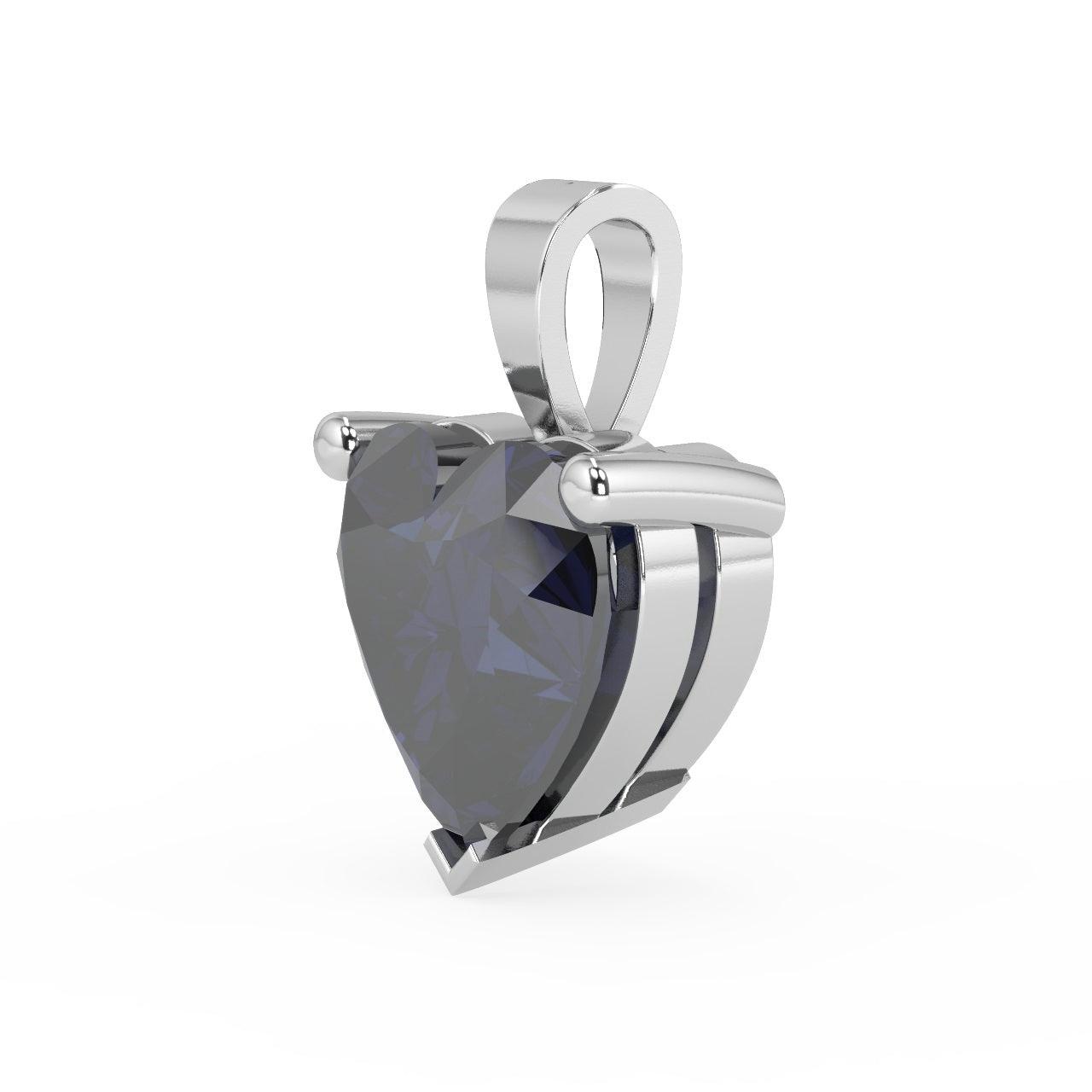 3.00ct Genuine Heart Shaped Blackish Blue Sapphire Solitaire Pendant for Womens