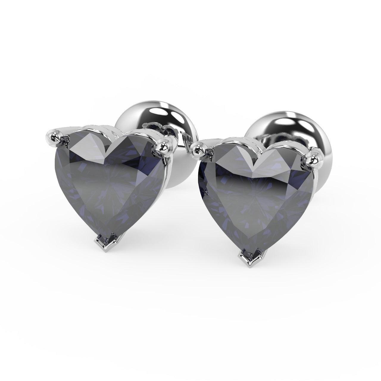 6.00ct Genuine Heart Shaped Blackish Blue Sapphire Stud Earring for Womens