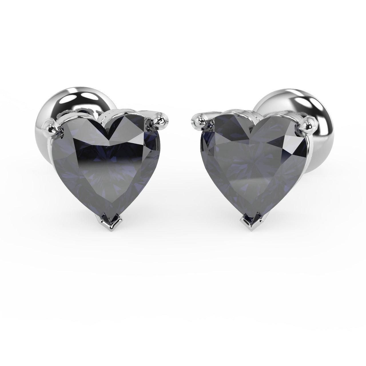 6.00ct Genuine Heart Shaped Blackish Blue Sapphire Stud Earring for Womens