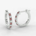 Natural Diamond Cut Ruby & Diamond Hoop Earrings in Yellow Gold - Amada Diamonds