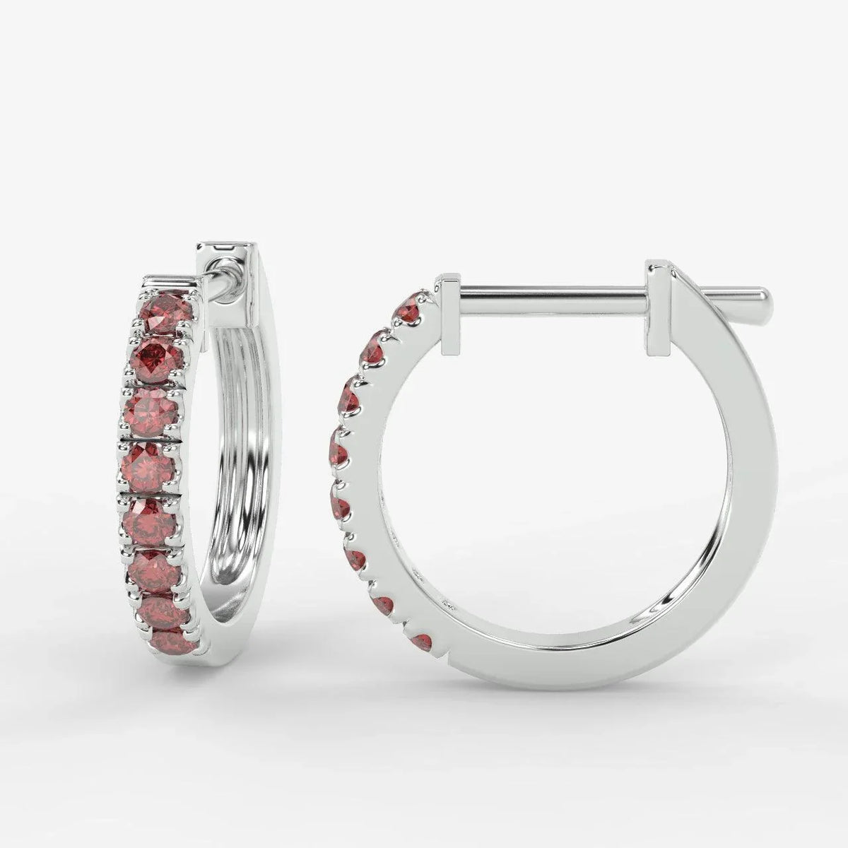 0.50Ct Diamond Cut Ruby Hoop Earring Heavy Gold