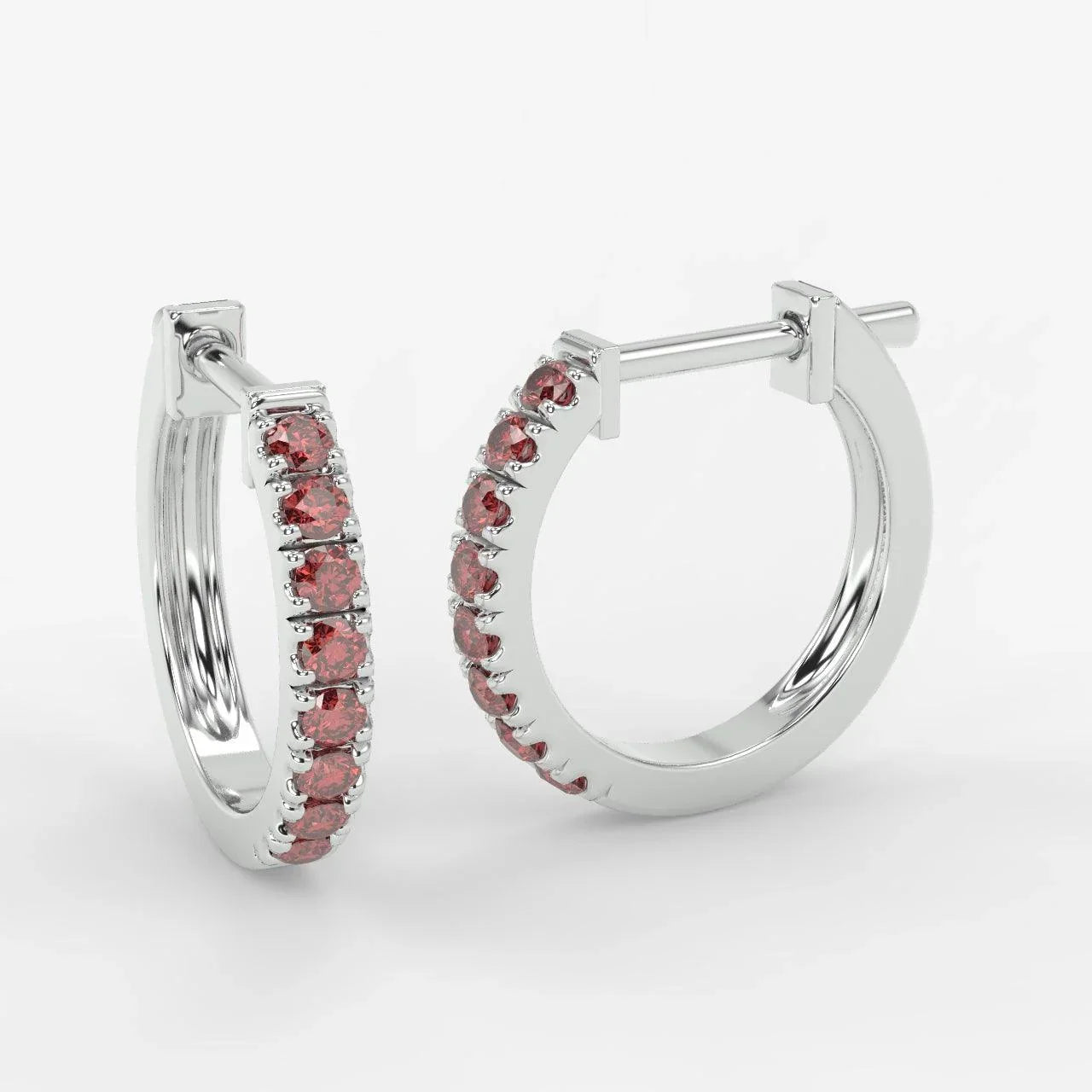 0.50Ct Diamond Cut Ruby Hoop Earring Heavy Gold - Amada Diamonds
