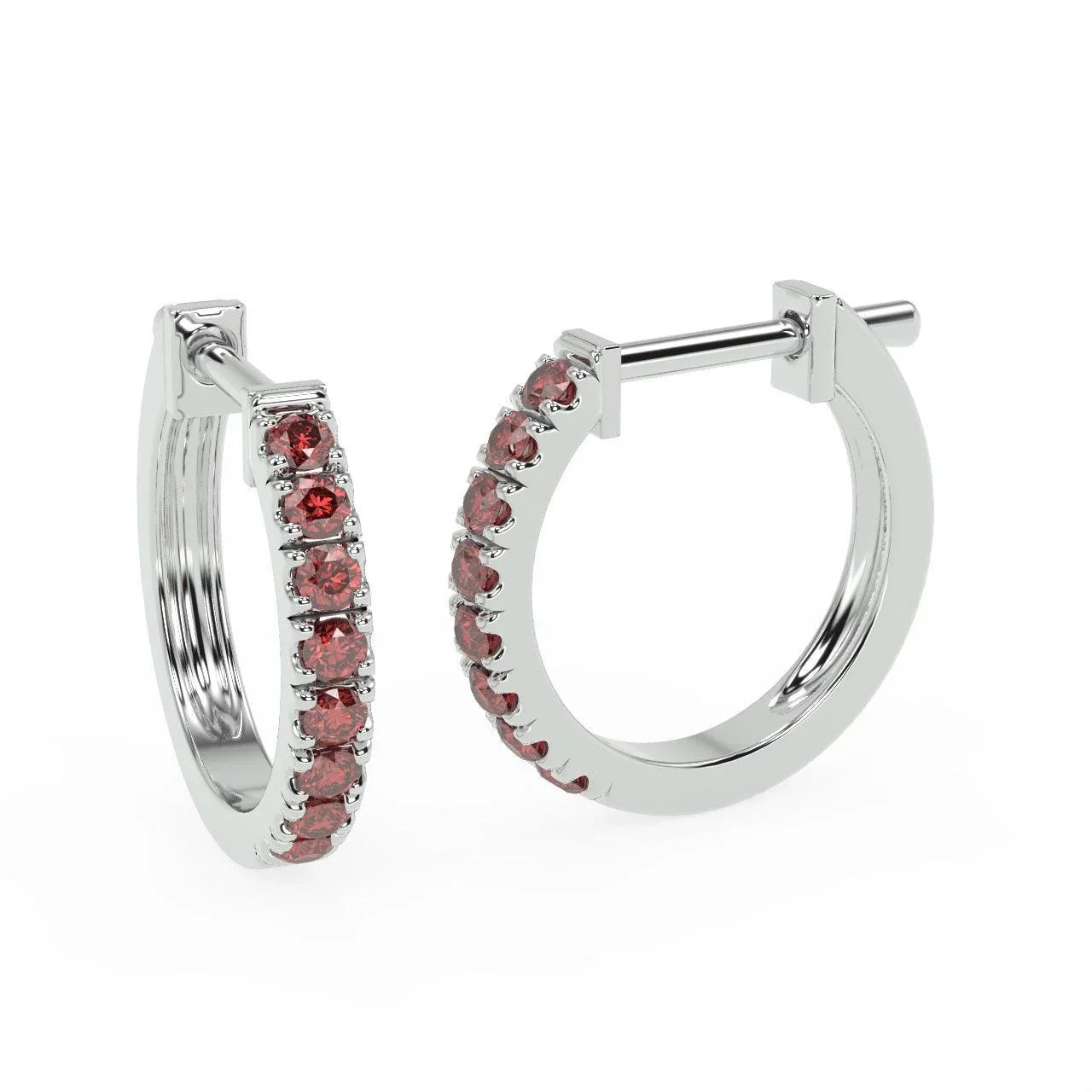 0.50Ct Diamond Cut Ruby Hoop Earring Heavy Gold - Amada Diamonds